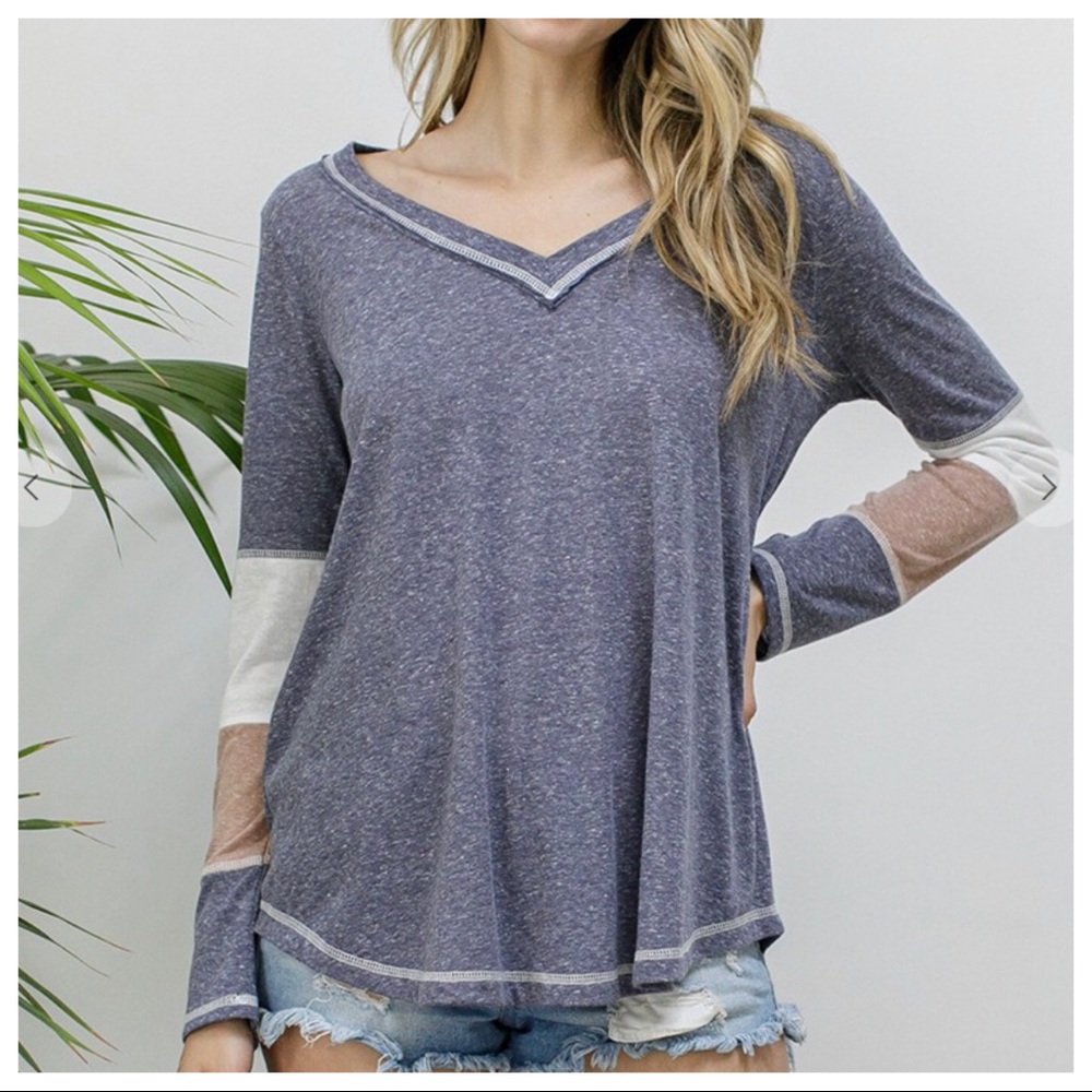 ✨LAST✨Boho chic Color block sleeves V neck top